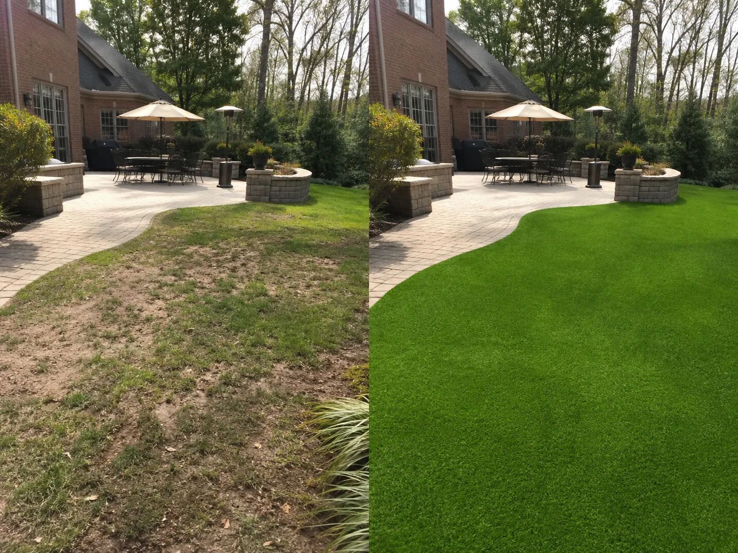 Muddy dog area before and after pet turf installation