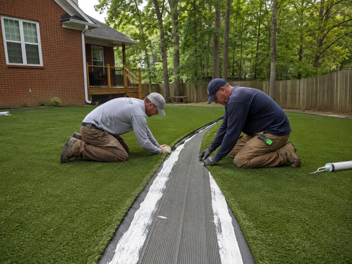 Artificial turf installation detail
