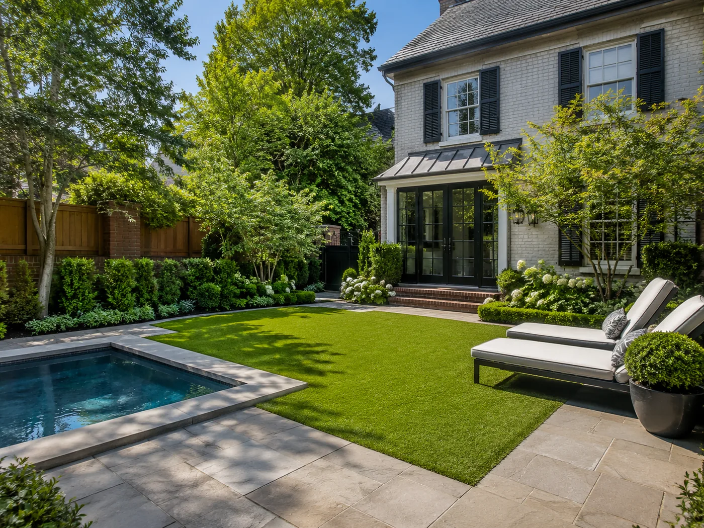 Synthetic grass poolside